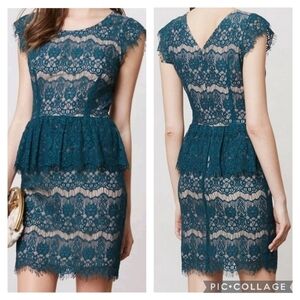 Anthropologie Maeve Sheath Tiered Elsa Peplum Dress